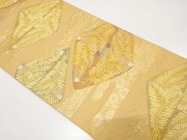 JAPANESE KIMONO / ANTIQUE FUKURO OBI / SILK / WOVEN RHOMBUS